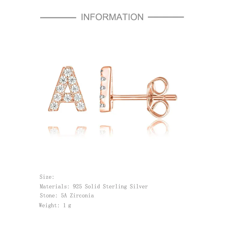 925 Sterling Silver Letters Rose Stud Earrings 40200163 - image1