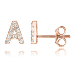 925 Sterling Silver Letters Rose Stud Earrings 40200163