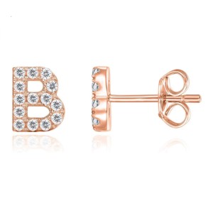 925 Sterling Silver Letters Rose Stud Earrings 40200163