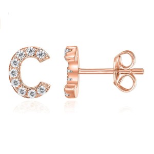 925 Sterling Silver Letters Rose Stud Earrings 40200163