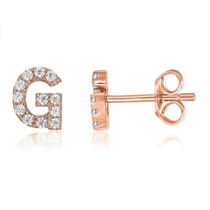 925 Sterling Silver Letters Rose Stud Earrings 40200163