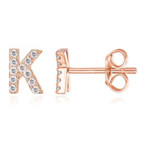 925 Sterling Silver Letters Rose Stud Earrings 40200163