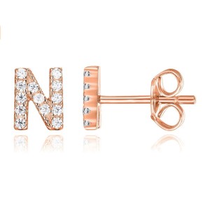 925 Sterling Silver Letters Rose Stud Earrings 40200163