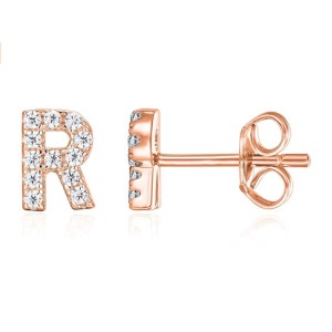 925 Sterling Silver Letters Rose Stud Earrings 40200163