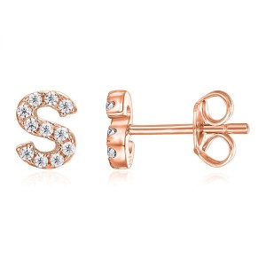 925 Sterling Silver Letters Rose Stud Earrings 40200163