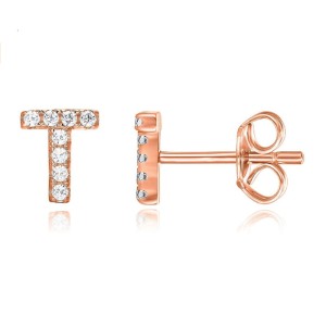 925 Sterling Silver Letters Rose Stud Earrings 40200163