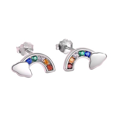 925 Sterling Silver Zirconia Rainbow Cloud Earrings 40200165