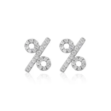 925 Sterling Silver Zirconia Symbol Stud Earrings 40200168