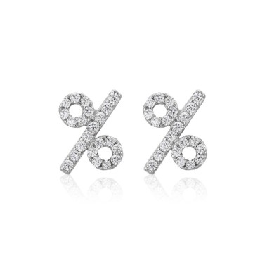 925 Sterling Silver Zirconia Symbol Stud Earrings 40200168