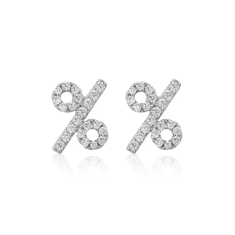 925 Sterling Silver Zirconia Symbol Stud Earrings 40200168