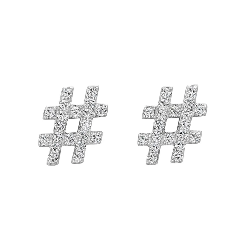 925 Sterling Silver Zirconia Symbol Stud Earrings 40200170