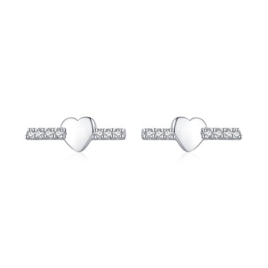 925 Sterling Silver Zirconia Heart Earrings 40200171