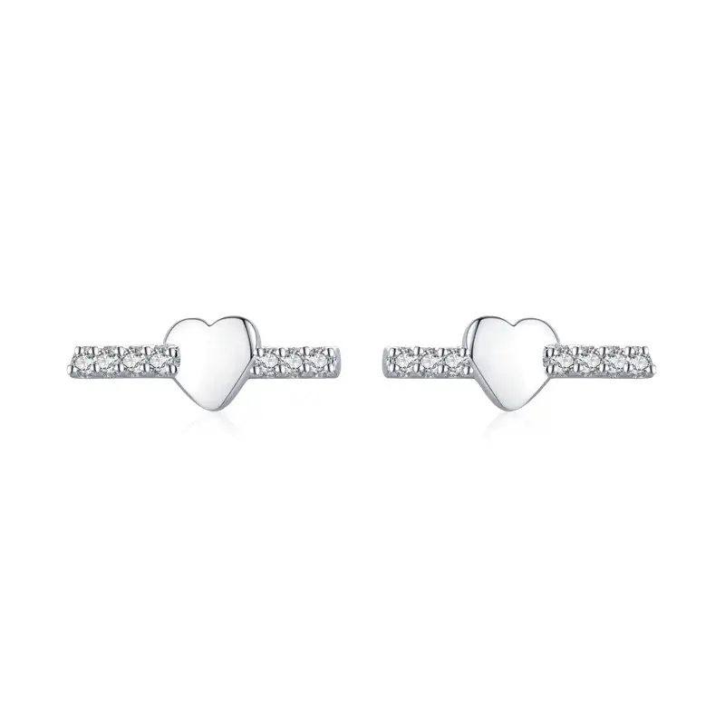 925 Sterling Silver Zirconia Heart Earrings 40200171
