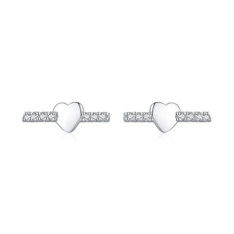 925 Sterling Silver Zirconia Heart Earrings 40200171