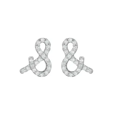 925 Sterling Silver Zirconia Symbol Stud Earrings 40200172