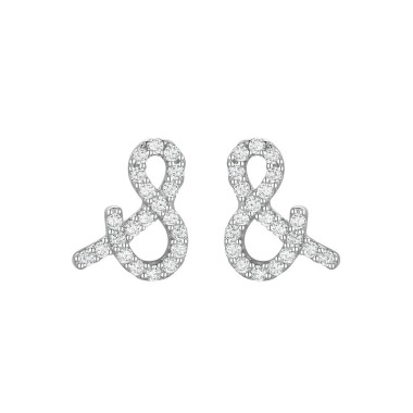 925 Sterling Silver Zirconia Symbol Stud Earrings 40200172