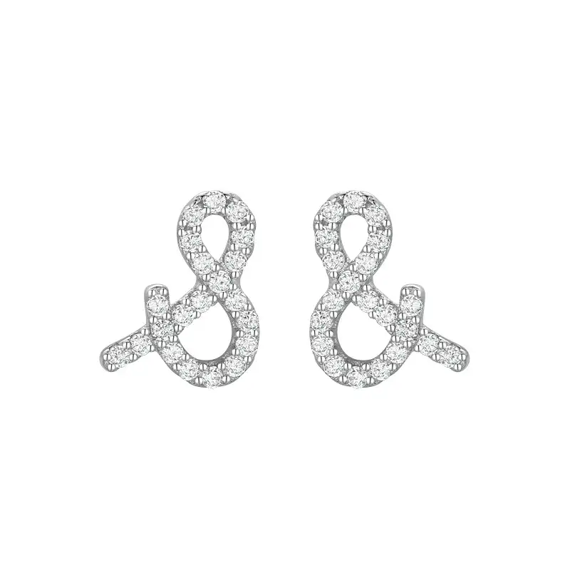 925 Sterling Silver Zirconia Symbol Stud Earrings 40200172
