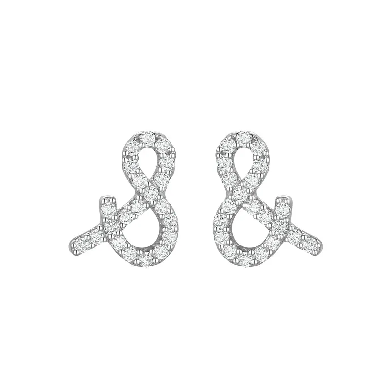 925 Sterling Silver Zirconia Symbol Stud Earrings 40200172