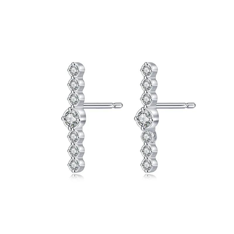 925 Sterling Silver Zirconia Lines Stud Earrings 40200173