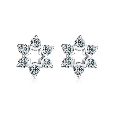 925 Sterling Silver Zirconia Flowers Stud Earrings 40200174
