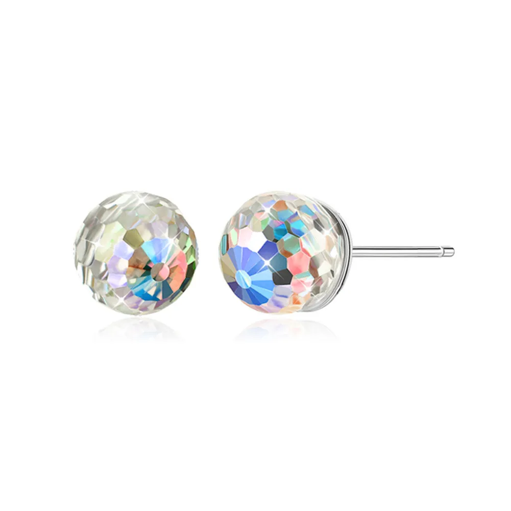 925 Sterling Silver Crystal Beads Stud Earrings 40200176