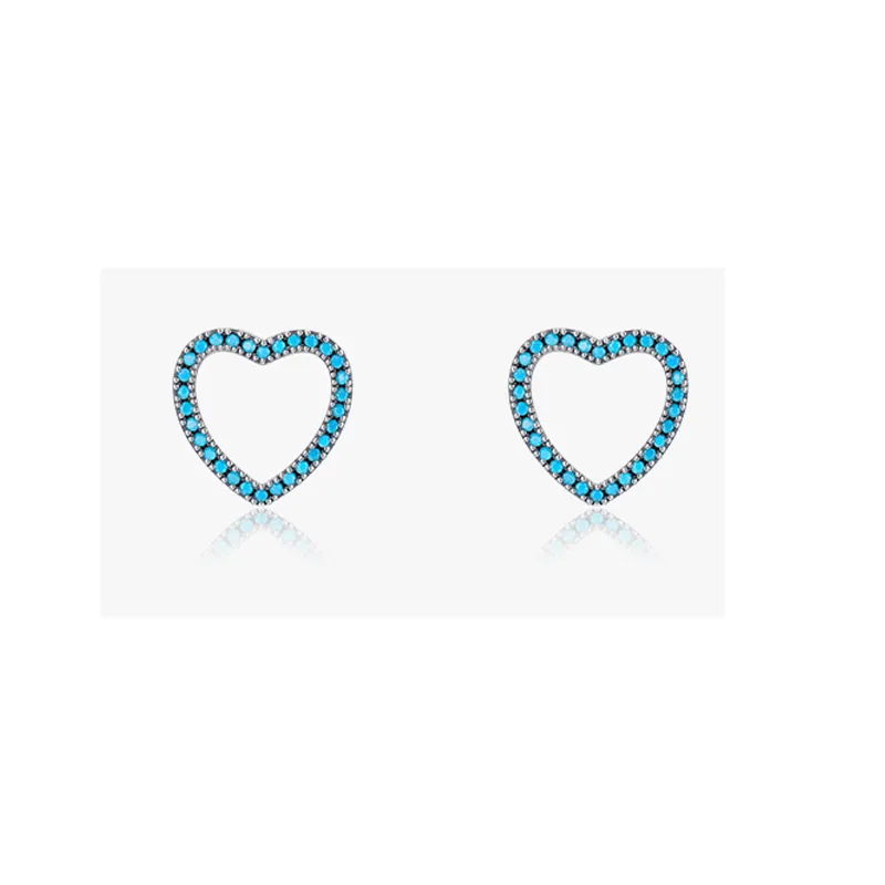 925 Sterling Silver Turquoise Heart Stud Earrings 40200180