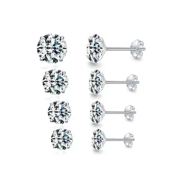 4/5/6/7mm Sterling Silver Zirconia Stud Earrings 40200183