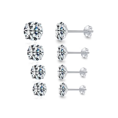 4/5/6/7mm Sterling Silver Zirconia Stud Earrings 40200183