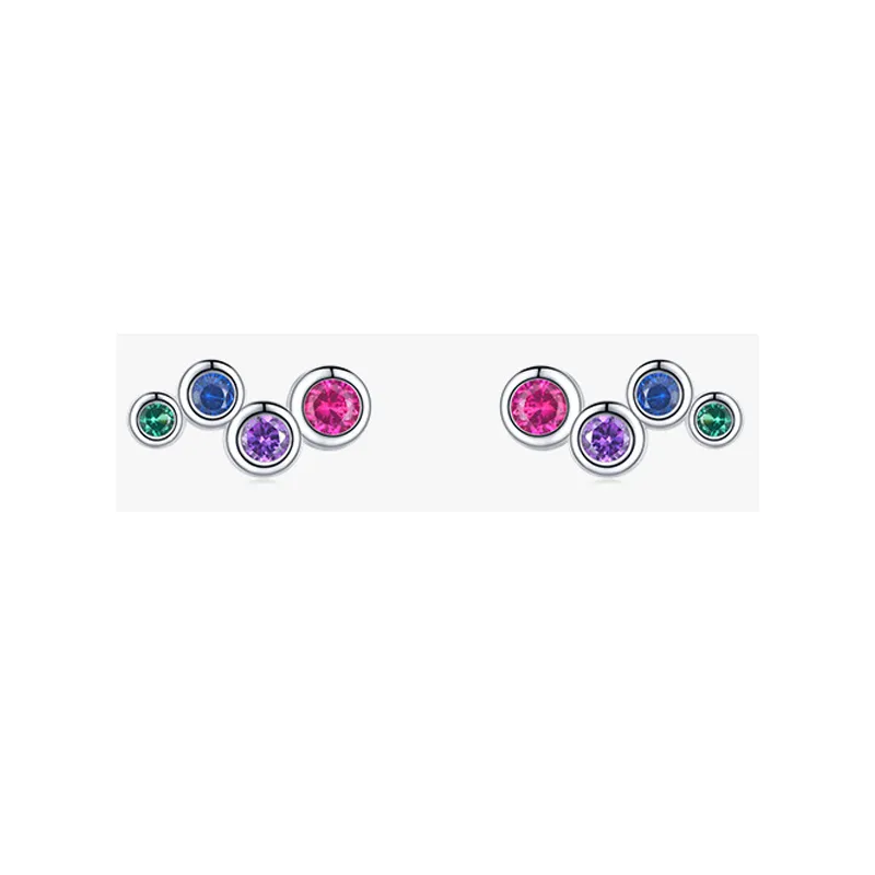 925 Sterling Silver Colored Zirconia Stud Earrings 40200184