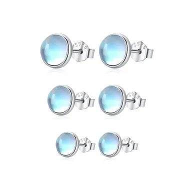 4/5/6mm Sterling Silver Moonstone Stud Earrings 40200185