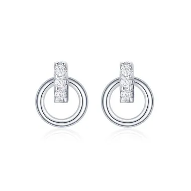 925 Sterling Silver CZ Round Stud Earrings 40200186