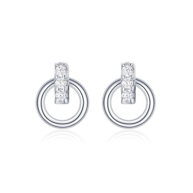 925 Sterling Silver CZ Round Stud Earrings 40200186
