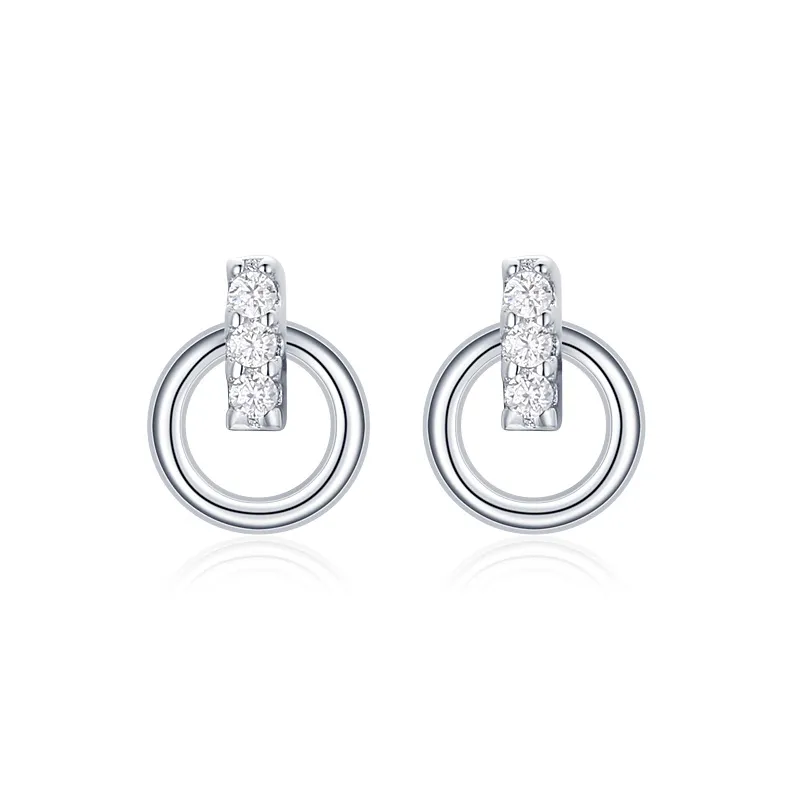 925 Sterling Silver CZ Round Stud Earrings 40200186