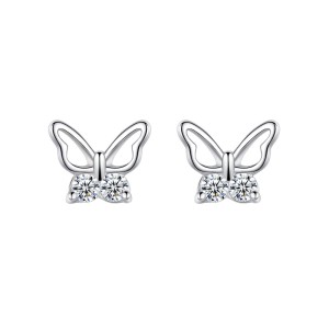 925 Sterling Silver Zirconia Butterfly Stud Earrings 40200187