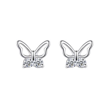 925 Sterling Silver Zirconia Butterfly Stud Earrings 40200187