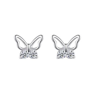 925 Sterling Silver Zirconia Butterfly Stud Earrings 40200187