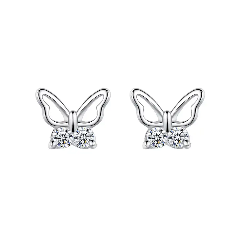 925 Sterling Silver Zirconia Butterfly Stud Earrings 40200187