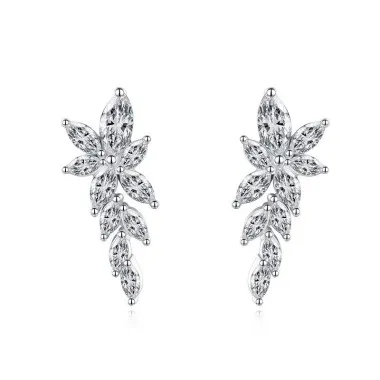 Sterling Silver Zirconia Blooming Flower Stud Earrings 40200188