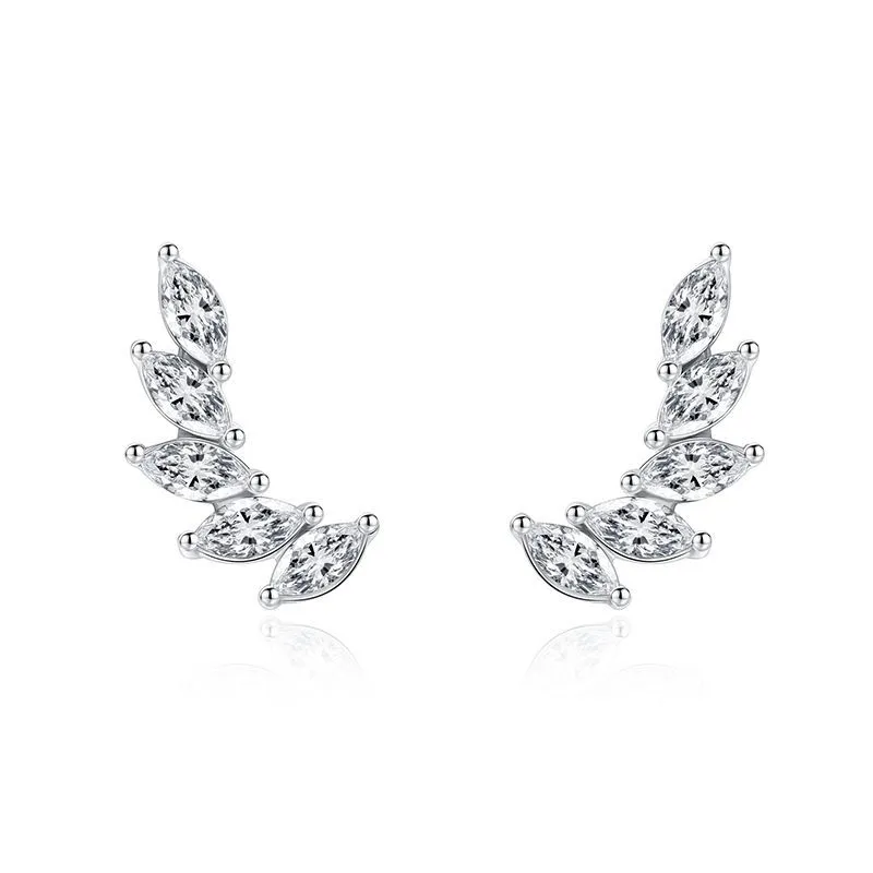 Sterling Silver Zirconia Wings Stud Earrings 40200189