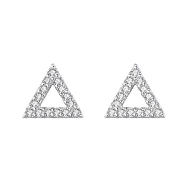 Sterling Silver Zirconia Triangle Stud Earrings 40200192