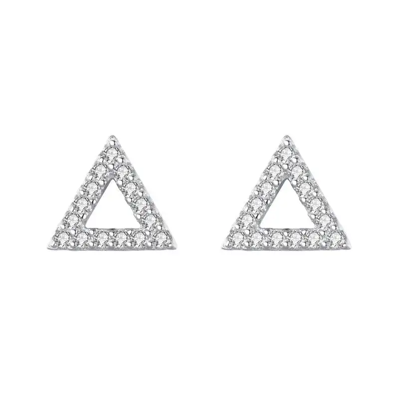 Sterling Silver Zirconia Triangle Stud Earrings 40200192