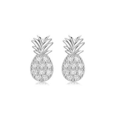 Sterling Silver CZ Pipeapples Stud Earrings 40200194