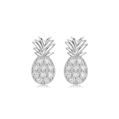 Sterling Silver CZ Pipeapples Stud Earrings 40200194
