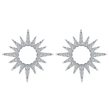 Sterling Silver Zirconia Sunflower Stud Earrings 40200196