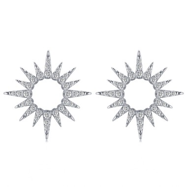 Sterling Silver Zirconia Sunflower Stud Earrings 40200196