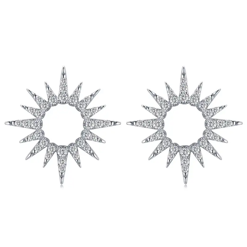 Sterling Silver Zirconia Sunflower Stud Earrings 40200196