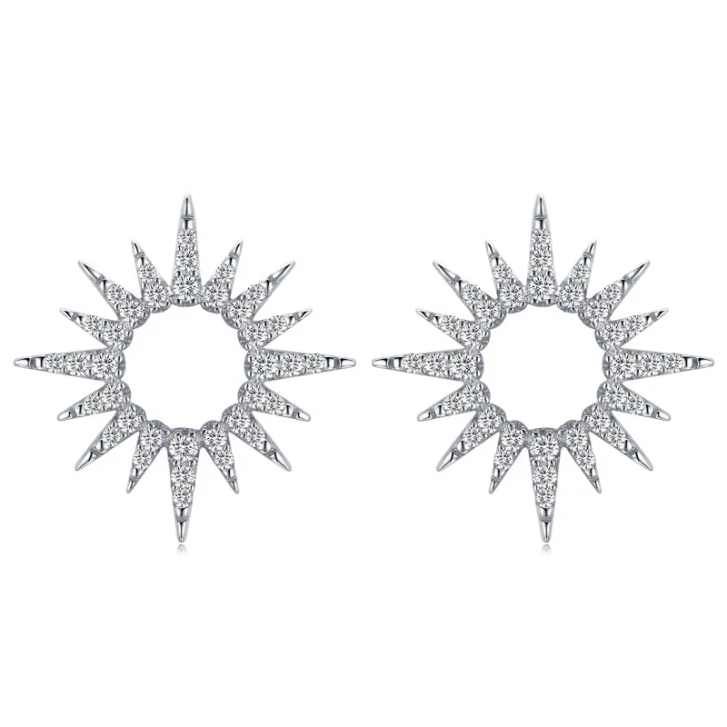 Sterling Silver Zirconia Sunflower Stud Earrings 40200196