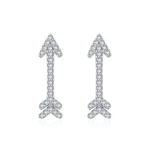 Sterling Silver Zirconia Love Arrow Stud Earrings 40200202