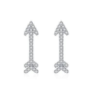 Sterling Silver Zirconia Love Arrow Stud Earrings 40200202