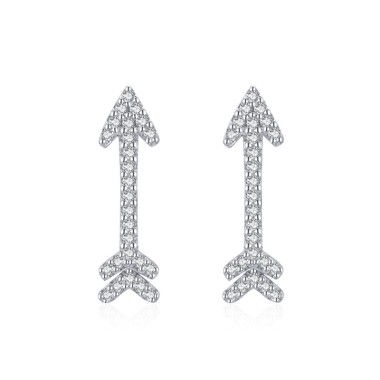 Sterling Silver Zirconia Love Arrow Stud Earrings 40200202